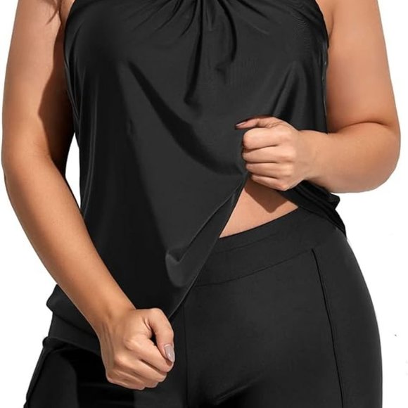 Daci Other - 🤿 🌴 Daci Women Plus Sz Tankini Blouson Top, Loose Fit, Black, 16, NWT 🐠 🏊‍♀️